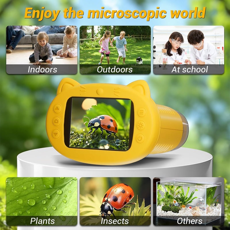 WINWEND 2.4" Screen Pocket Kids Microscope: 1000X Handheld Microscope for Photo and Video - Portable Science Kits STEM Toys – Christmas/Birthday Gifts for Girls & Boys Ages 3-12(Orange) - Image 5